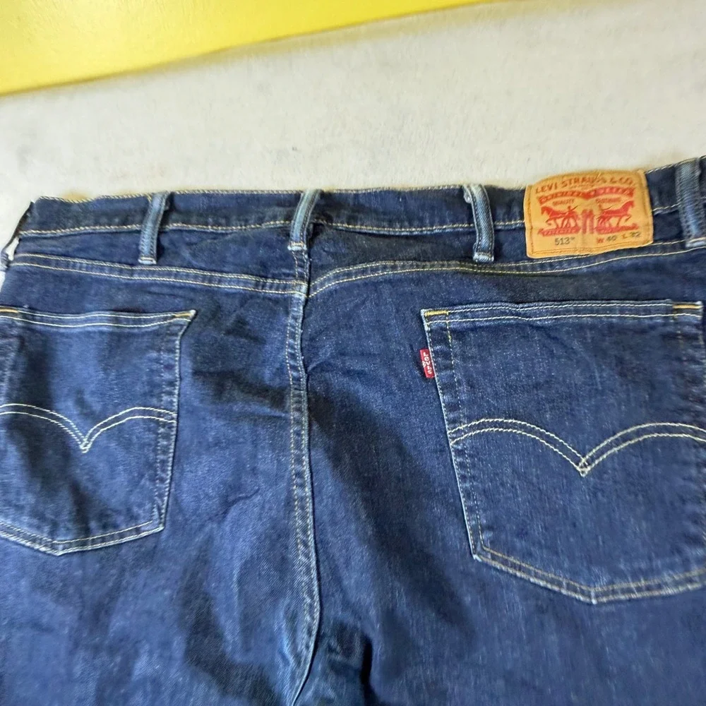Levis 513 Slim Straight Jeans Mens 40x32 Dark Wash Blue Denim‎ Pants 00513-0601